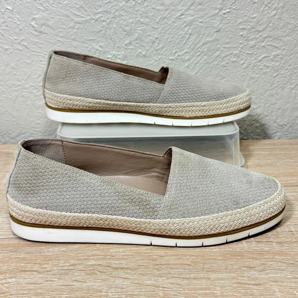 Donald Pliner Loafers 7.5M Palm Espadrille Taupe Jute Leather Slip On‎ Platform